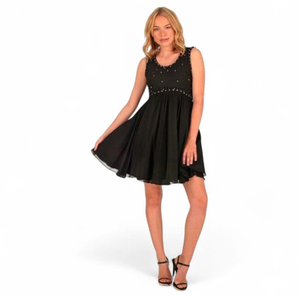 TED BAKER LONDON Black Beaded Davini Party Dress - Size 1 (US Size 4) - Picture 1 of 8